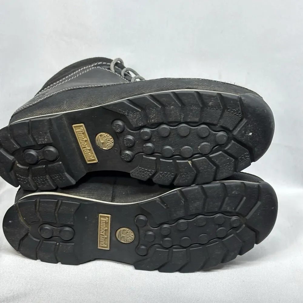 Timberland Women Black Leather Ankle Boots 8M 5650 Mid Top Hiking Walking Shoes